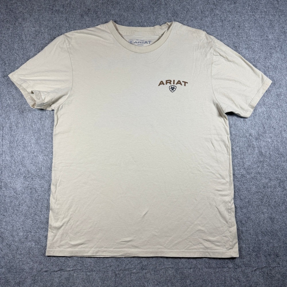 Ariat Mens Bull Rider Graphic T Shirt Medium Tan Short Sleeve Cotton Blend